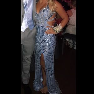 Light blue sparkly prom dress